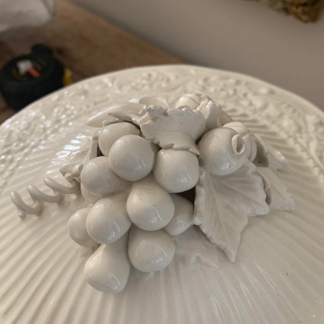 Mid 20th Century Vintage Italian Ceramic Creamware Footed Compote Centerpiece For Sale - Image 5 of 10