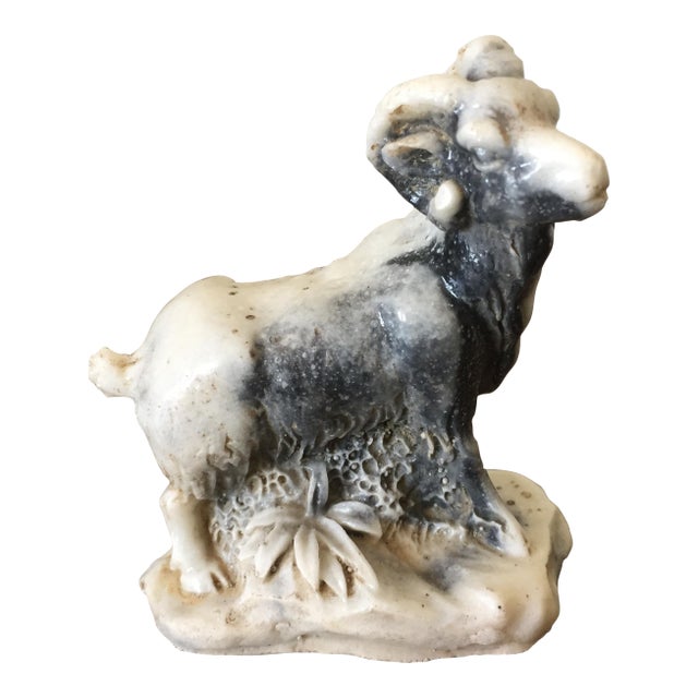 Vintage Bighorn Sheep Carving in Zebra Jasper For Sale