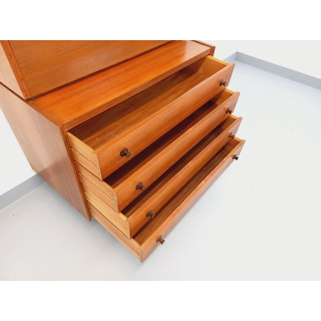 Vintage Teak Bookcase with Chest of Drawers and Secretary, 1960s-1970s For Sale - Image 15 of 18
