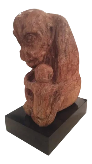 Lew Siegel Stone Rock Carved Monkey Mother and Baby Gorilla Statue
