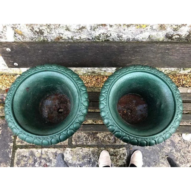 Large 19th Century French Cast Iron Campana Urns For Sale - Image 4 of 9