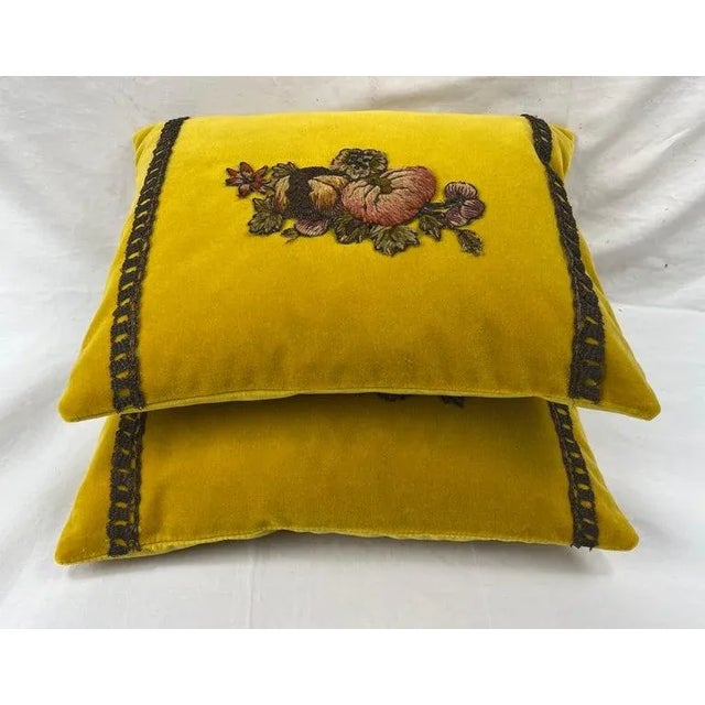 Textile Pair of Custom Appliqué Pillows by Mla For Sale - Image 7 of 9