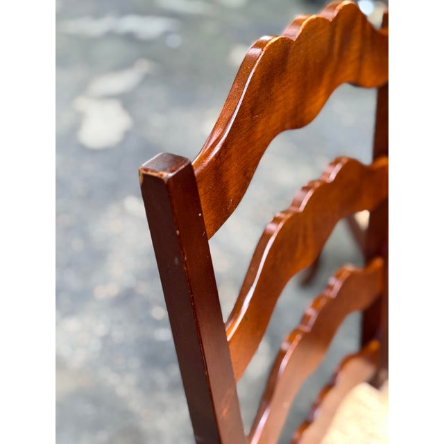 Wood Late 20th Century French Farmhouse Ladderback Chairs - Set of 4 For Sale - Image 7 of 11