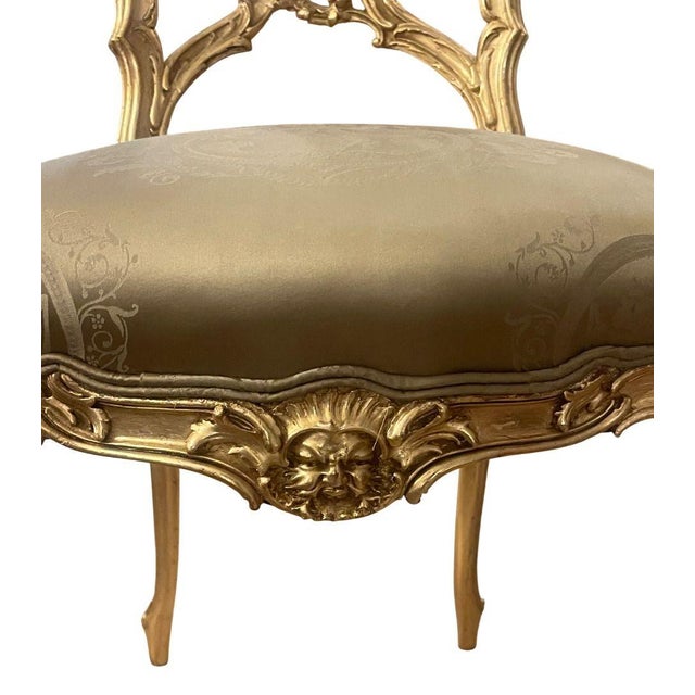 Wood 19th Century French Hand-Carved Gilded Chair For Sale - Image 7 of 8