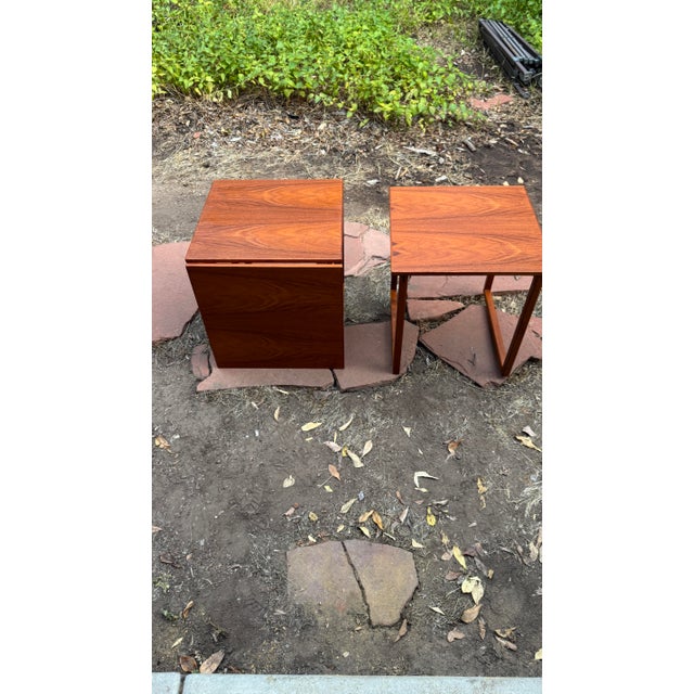 1960s 1960s Kai Kristiansen Danish Mid Century Modern Teak Interlocking Cube Trio Nesting Tables For Sale - Image 5 of 7