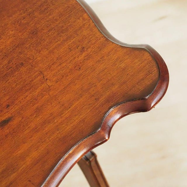 Brown Antique Mahogany Side Table with X-Frame, 1900s For Sale - Image 8 of 11