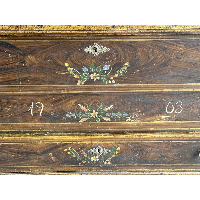Antique French Wedding Chest, 1903 For Sale - Image 11 of 15