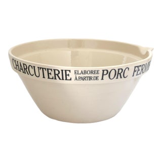 Large French Charcuterie Butcher's Shop Bowl For Sale