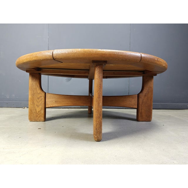 Danish Round Oak Coffee Table, 1960s For Sale - Image 3 of 9