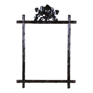 Austrian Rustic Black Forest Mirror with Acorn Leaves Carvings, 1870 For Sale