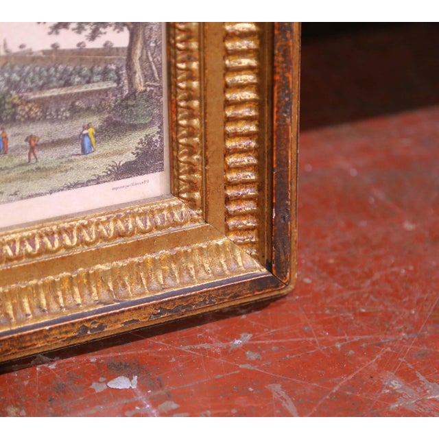 19th Century French Hand Colored Engraving of Genoa by Zucchagni in Gilt Frame For Sale - Image 12 of 14