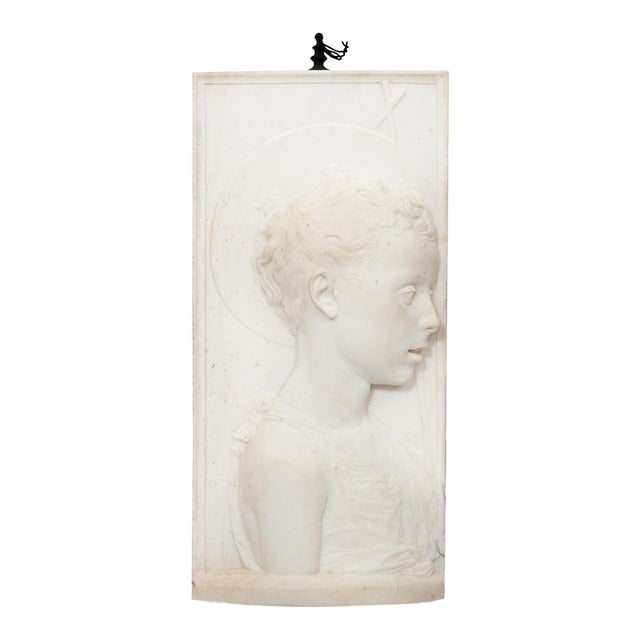 Italian 1860s Grand Tour Carved Marble Sculpture of St. John the Baptist For Sale