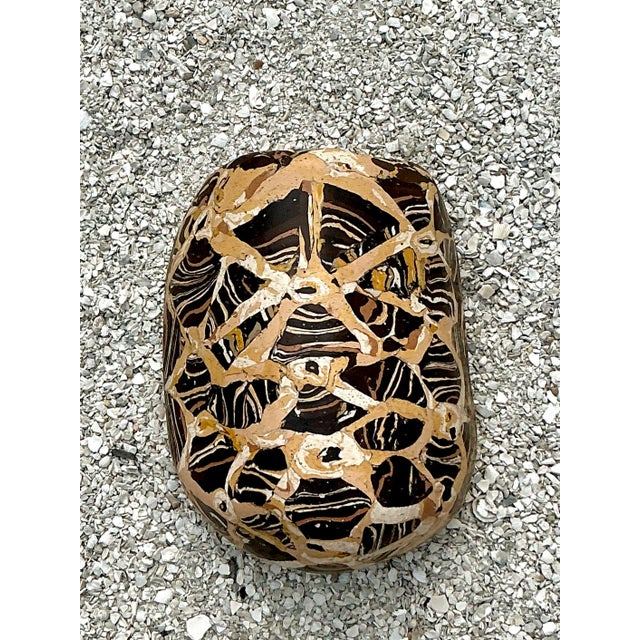 Vintage Boho Artisanal Pigmented Plaster Scagliola Wall Pocket For Sale - Image 11 of 12