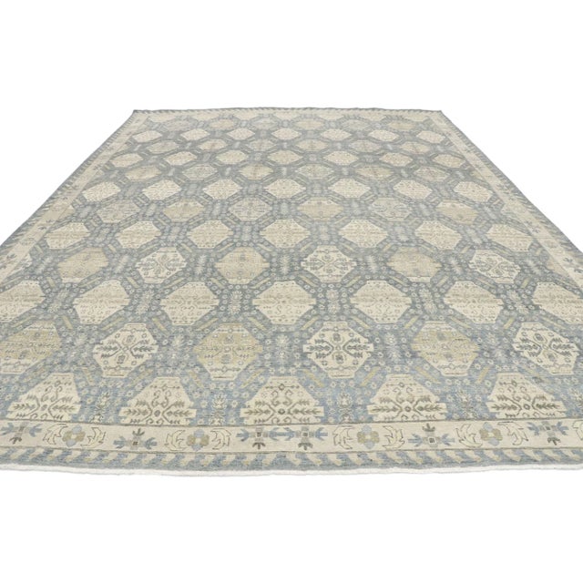 Rustic Vintage Soft Blue Distressed Rug, 09'10 X 13'01 For Sale - Image 3 of 9
