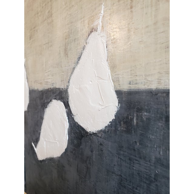 Pears Linen & Denim Original Paintings by Carrrie Bergey Blue White Tan Modern Rustic Abstract - Set of 2 For Sale In San Francisco - Image 6 of 6
