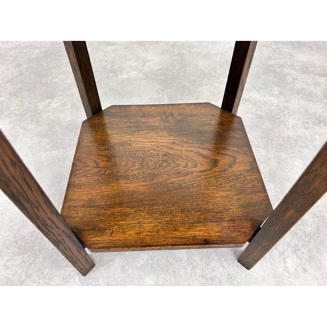 Brown Jugendstil Side Table with Hammered Brass Top, 1920s For Sale - Image 8 of 11