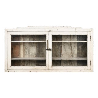 Wood Wall Display Case with White Patina For Sale