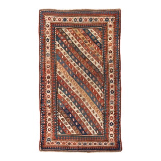 Antique Circa 1880 Red Caucasian Kazak Hand Knotted Rug 4ft 8in X 7ft 5in For Sale