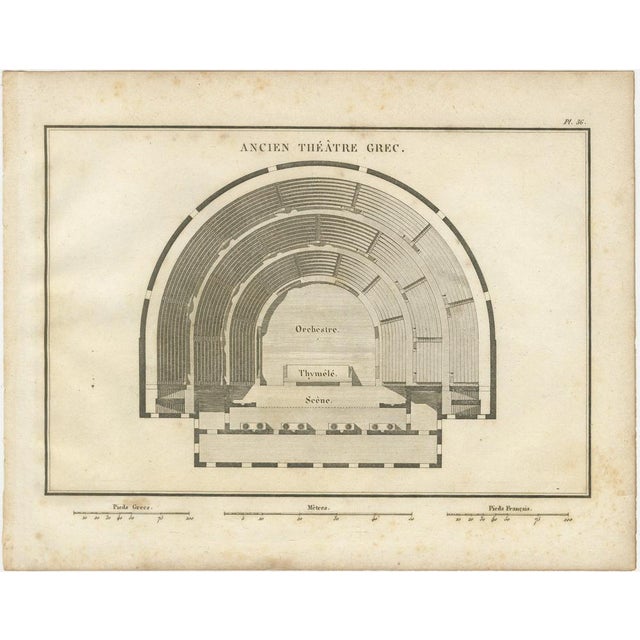 Tardieu, Ancient Greek Theatre Architectural Plan by Ambroise 1825, Engraving For Sale - Image 3 of 9