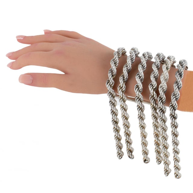 Silver Mercedes Robirosa Paris Massive Silvered Chain Bracelet For Sale - Image 8 of 10