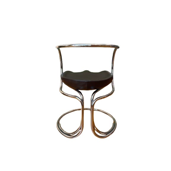 1980s Pair of Vladimir Tatlin Constructivist Cantilever Chairs by Gordon International, 1987 – Chrome & Leather – Documented For Sale - Image 5 of 9