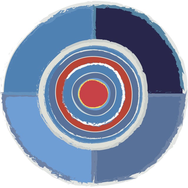 Quartet in Blue and Red" Contemporary Fine Art Print by Melinda Cox 20" X 20 For Sale