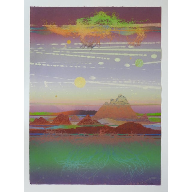 1980s 1982 Walter Crump Abstract Collograph Landscape Print For Sale - Image 5 of 5