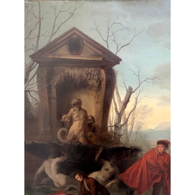 Red Antique Oil on Canvas Painting "A Skating Party" by Augustine Dallemagne For Sale - Image 8 of 18