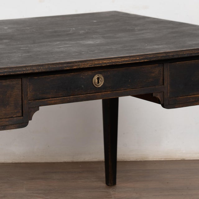 19th Century Swedish Black Painted Pine Partner’s Desk For Sale - Image 10 of 14