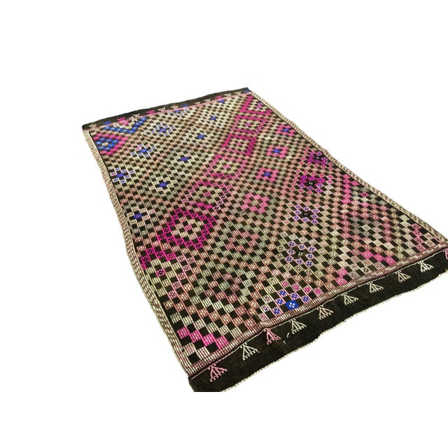 Turkish Anatolian Handmade Nomadic Kilim Rug. Perfect for a boho style home with plants.