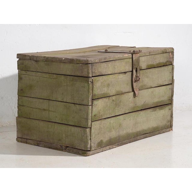 Rustic Primitive Green Chest, 1920s For Sale - Image 3 of 11