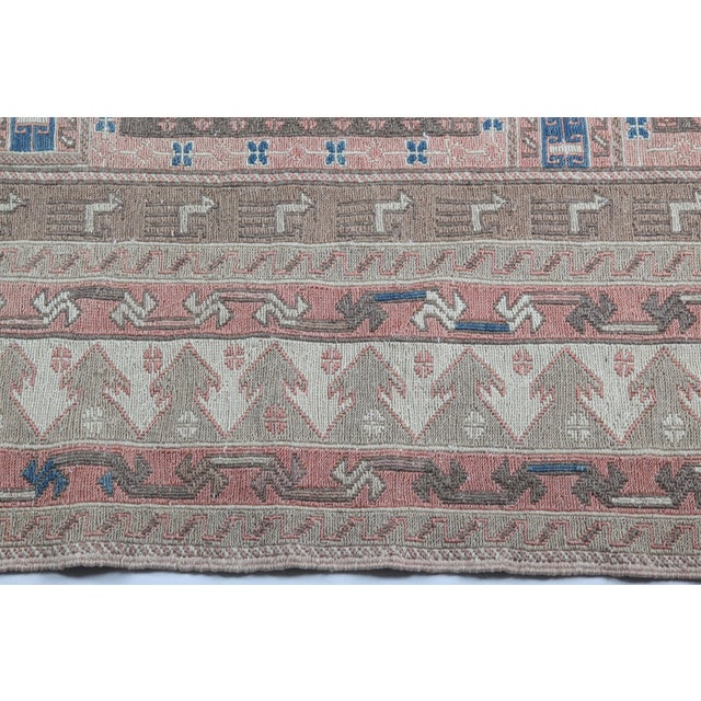 1990s Vintage Handwoven Embroidered Kilim With Geometric Panels - 6' 5'' X 9' 3'' For Sale - Image 15 of 15