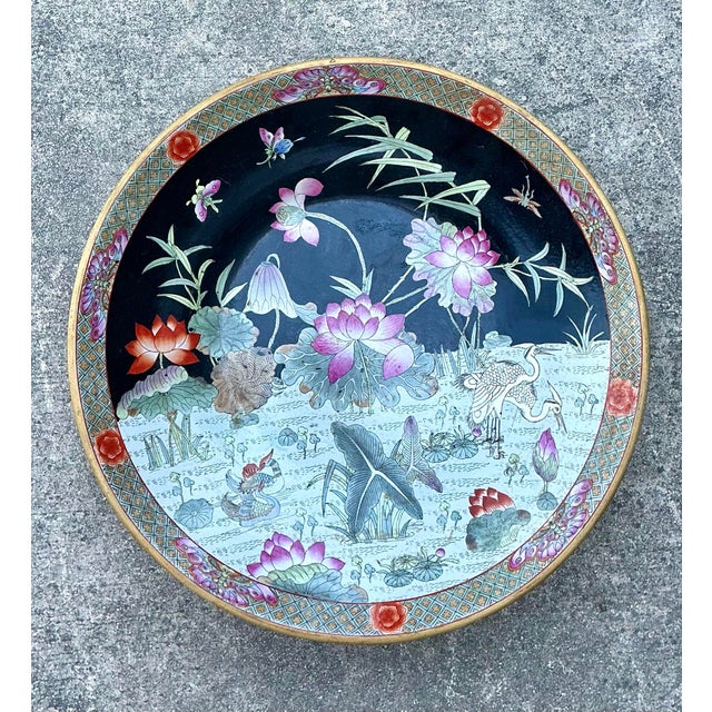 Vintage Monumental Asian Floral Bowl For Sale - Image 12 of 12