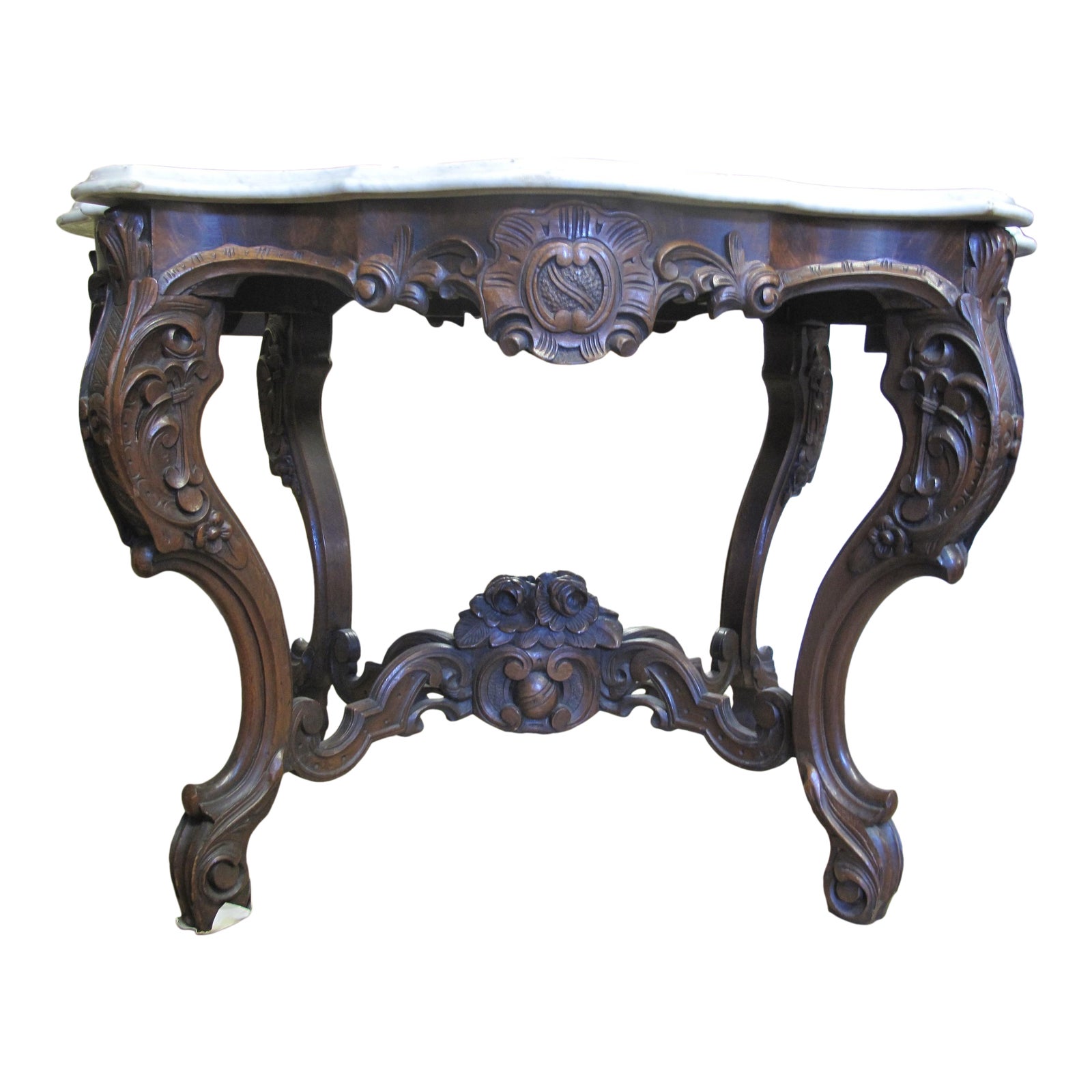 Late 19th Century Finely Carved Wood Victorian Entry Table | Chairish