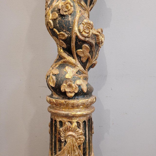 Spanish Artist, Solomon's Column, 18th Century, Gilded and Painted Wood For Sale - Image 13 of 18
