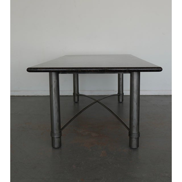 Stone Vintage Marble-Top Table With Metal Base For Sale - Image 7 of 14