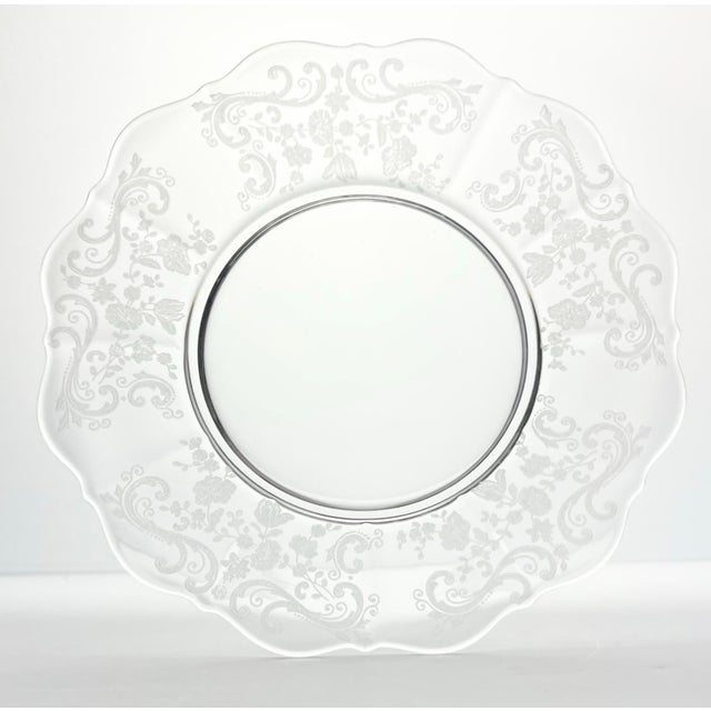 Cambridge Glass Company 1940s Cambridge Glass “Chantilly” Set of 12 Glass Etched Salad or Luncheon Plates For Sale - Image 4 of 8