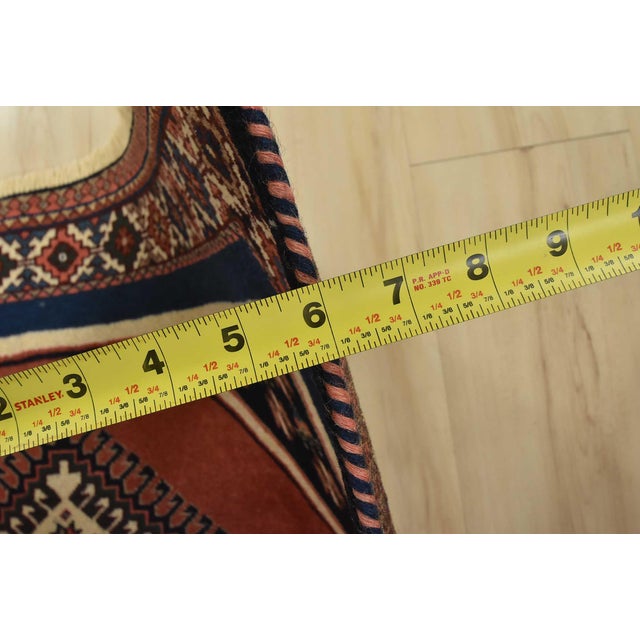 Yalameh Rug 3’3” X 4’9” Red Wool Vintage Tribal Hand-Knotted Oriental Carpet For Sale - Image 10 of 12