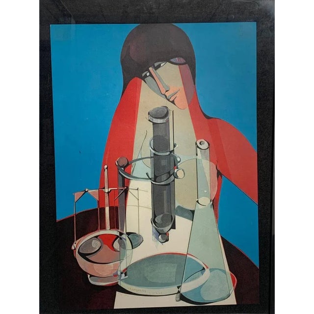 Alfio Rapisard, Knowledge and Power, Charcoal & Watercolor, Framed, in Very Good conditions. Designed 1970 to 1979