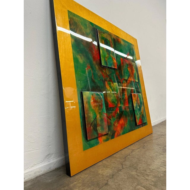 Wood 1980s 3D Lacquer Art on Wood Signed by Artist For Sale - Image 7 of 12