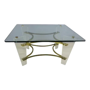 1970's Lucite & Brass Coffee Table
