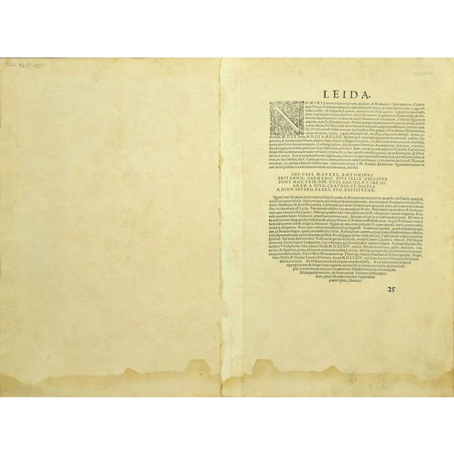 This map of Leida is an original etching realized by George Braun and Franz Hogenberg as part of the famous Series...