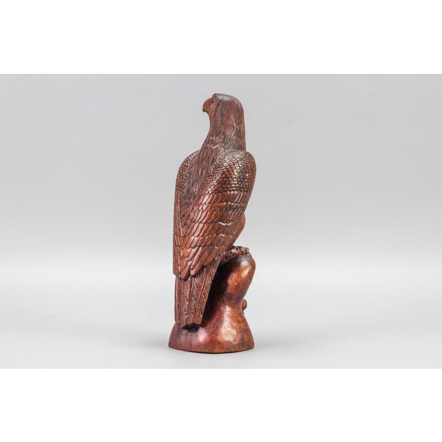 Art Deco Carved Wooden Eagle Sculpture with Glass Eyes, 1960s For Sale - Image 4 of 18
