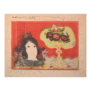 Agustín Ubeda, Lady with Fruit, Silkscreen For Sale