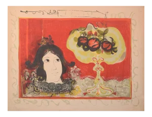 Agustín Ubeda, Lady with Fruit, Silkscreen