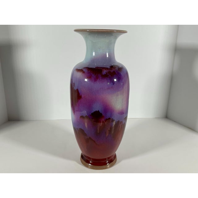 Early 20th Century Sang de Boeuf Porcelain Vase: Oxblood Flambe Glaze, Signed Chinese Vase For Sale - Image 4 of 10