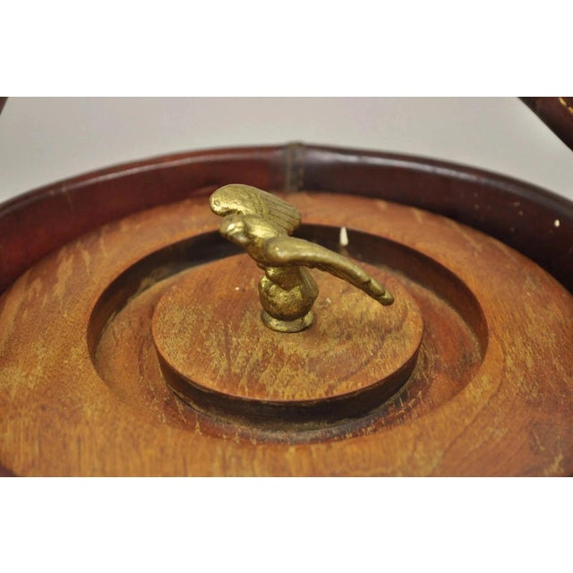 Vintage Loyal Papeete Firetruck Brown Leather Brass Eagle Handle Bar Ice Bucket For Sale In Philadelphia - Image 6 of 11