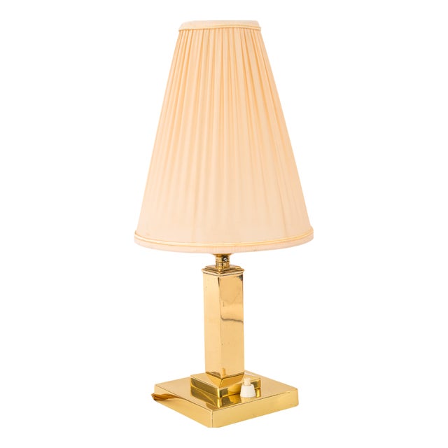 Art Deco Table Lamp with Fabric Shade, Vienna, Austria, 1920s For Sale