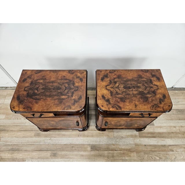 1950s Italian Burl Bedside Tables, 1950, Set of 2 For Sale - Image 5 of 18