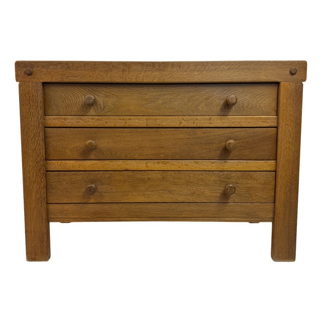 Brutalist Oak Chest of Drawers, 1970s For Sale